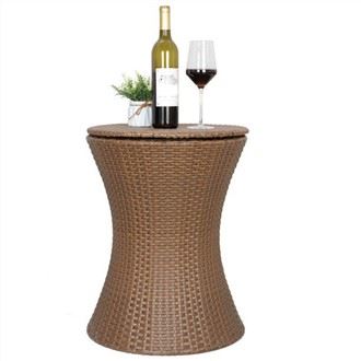 Cool Bar Ískælir Stillanlegt Rattan borð Útiverönd Veislulaug Bakgarður